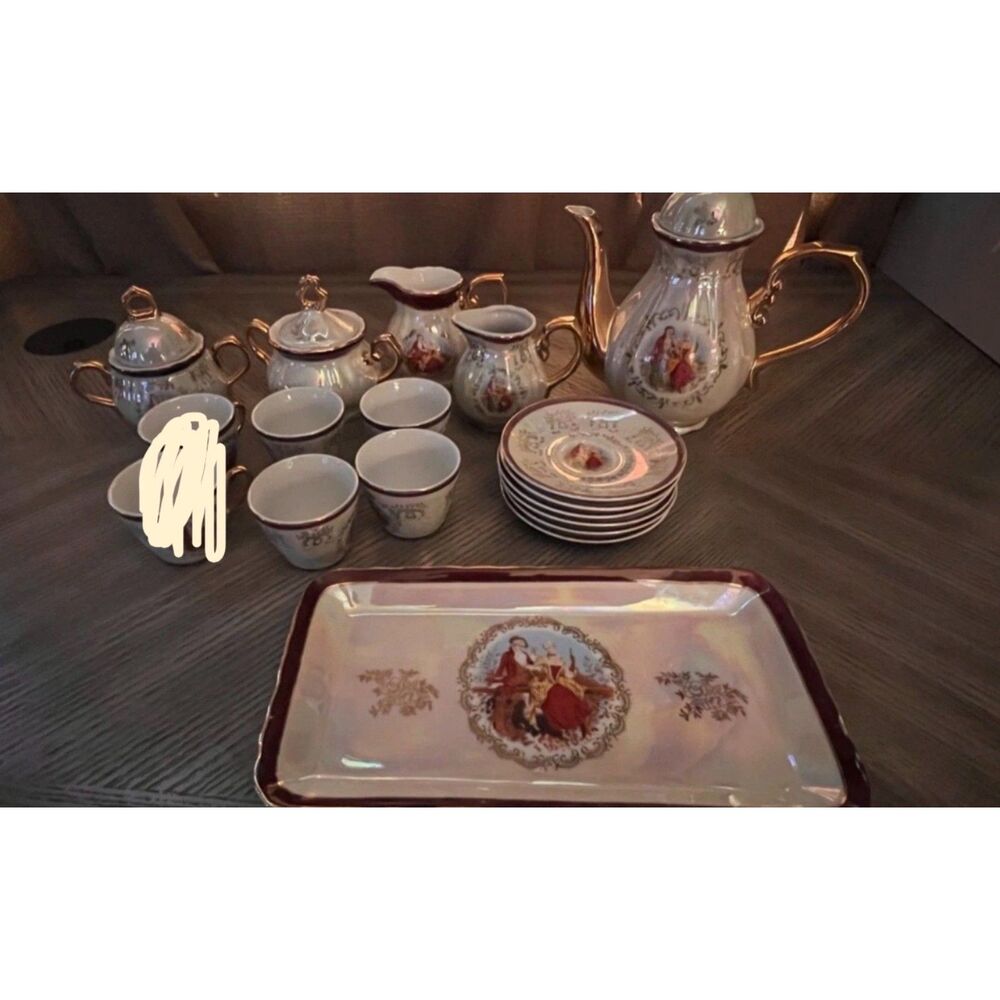 Vintage 19 pc Romeo & Juliet Espresso Set Gold Highlights